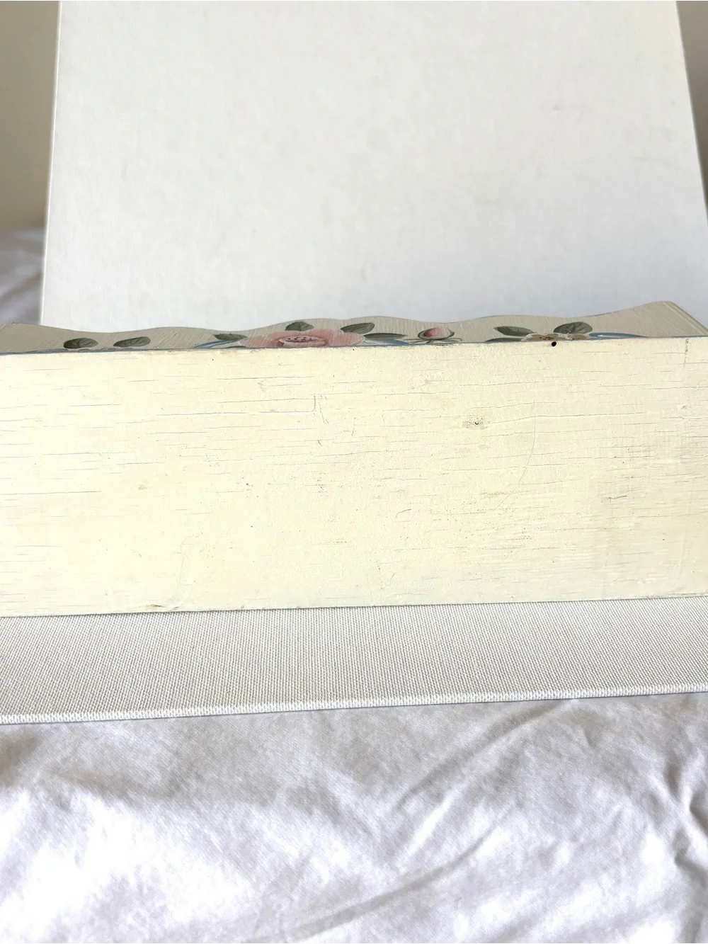 Letter Organizer Scalloped Wood Hand Painted Cottagecore Floral Vintage Organize